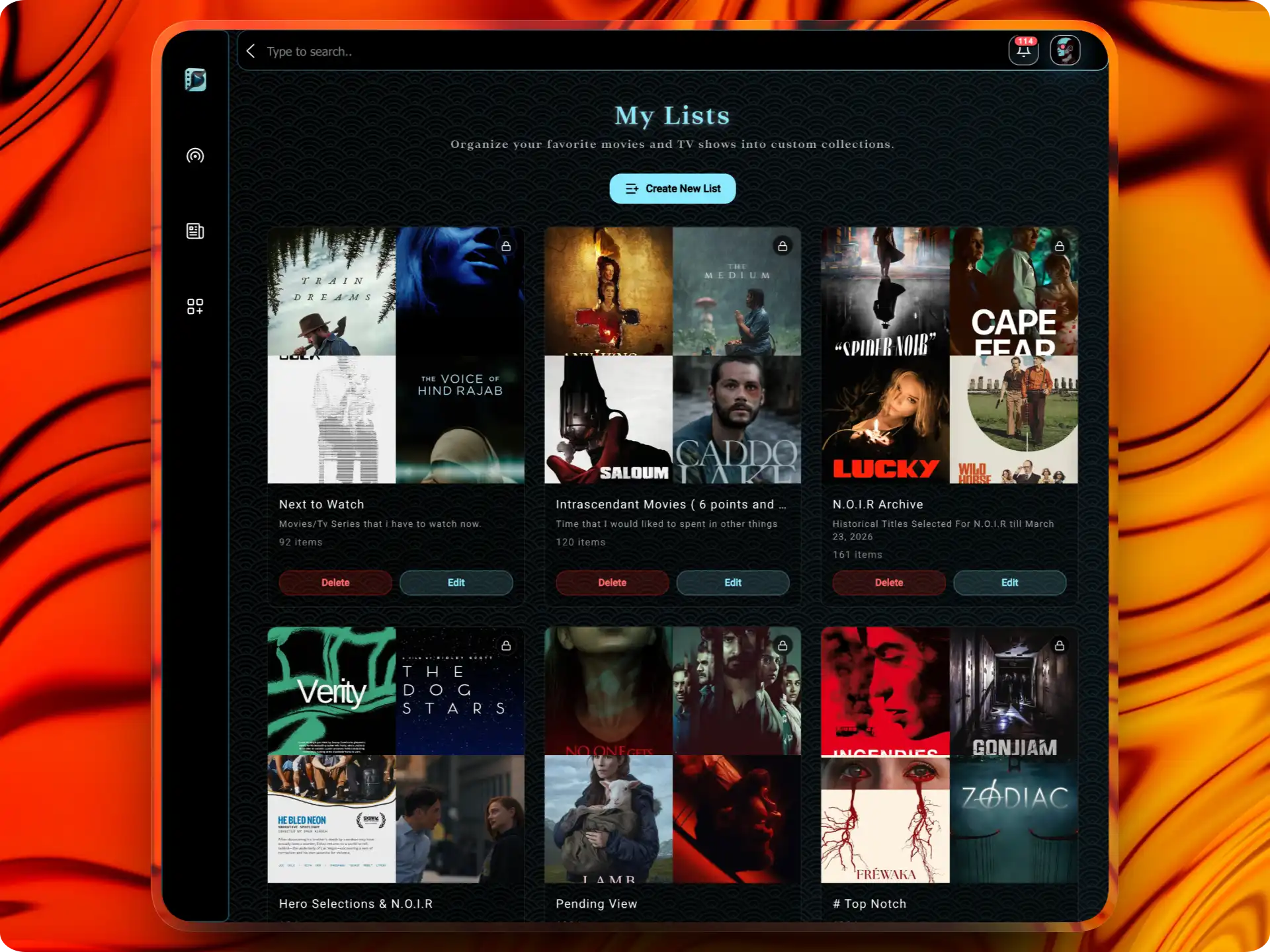 Cinemagoria Plataforma de Cine — Listas