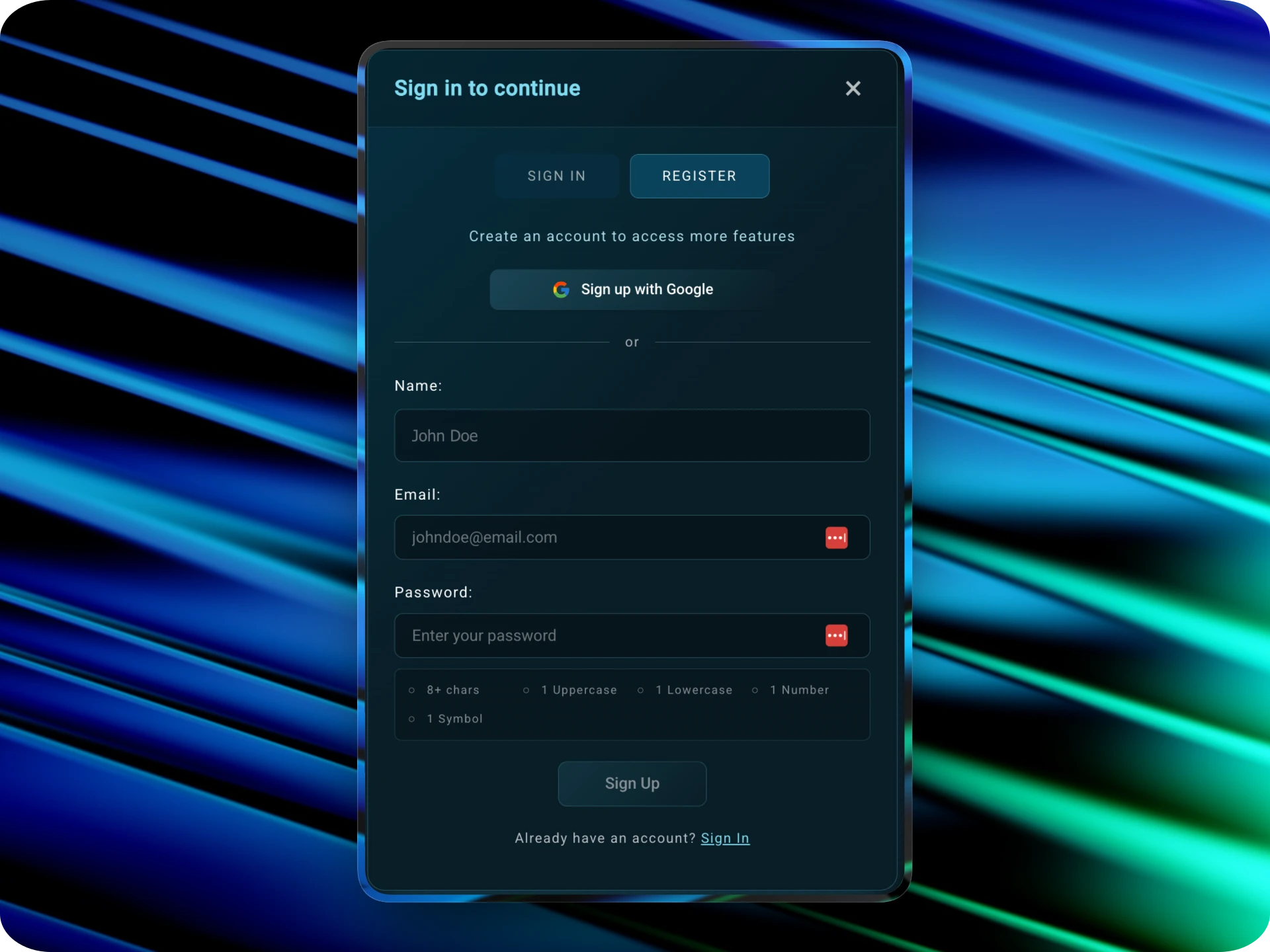EnterCinema Autenticación
