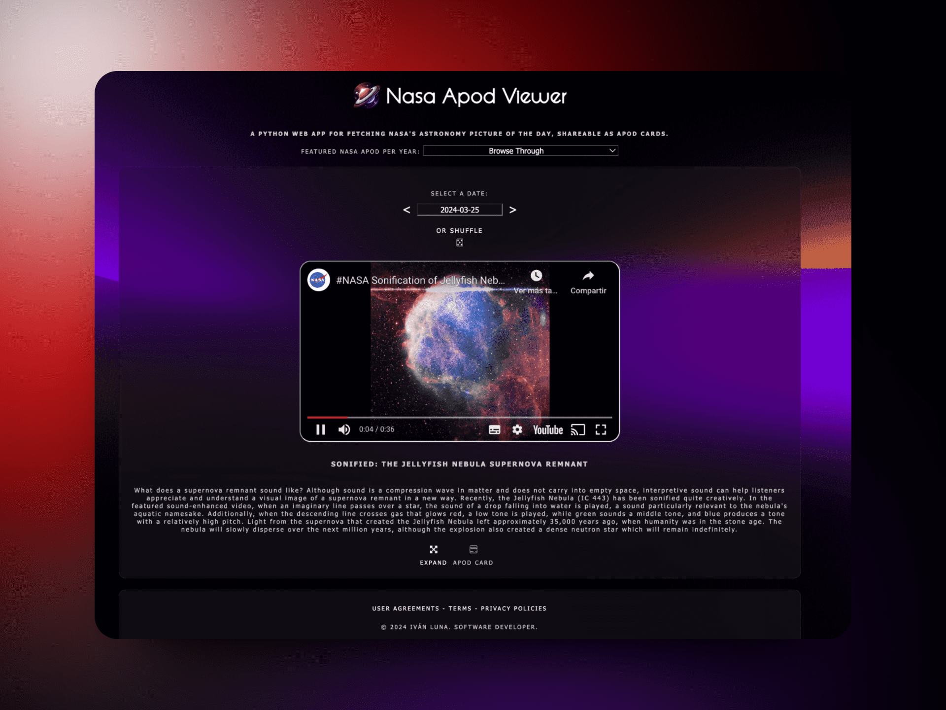 🪐Nasa Apod Viewer [Python - Flask]