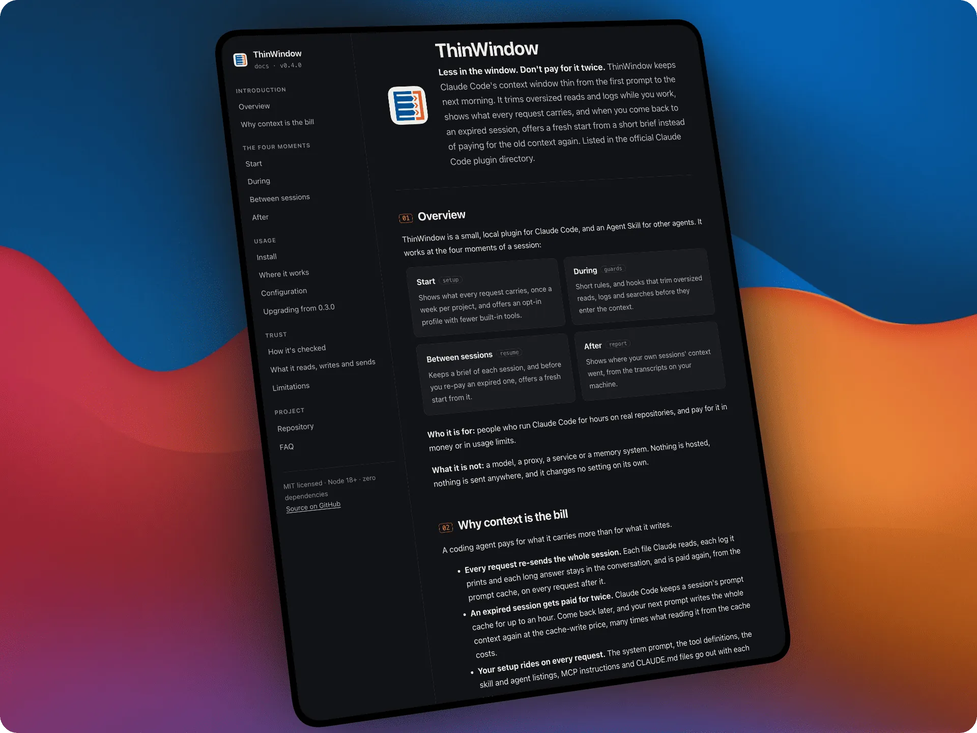🪟 ThinWindow [Plugin para Claude Code - Agent Skill - Hooks - Node.js - Medición]